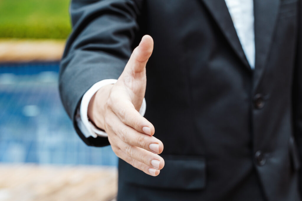 business and office concept business man shaking hands in luxu